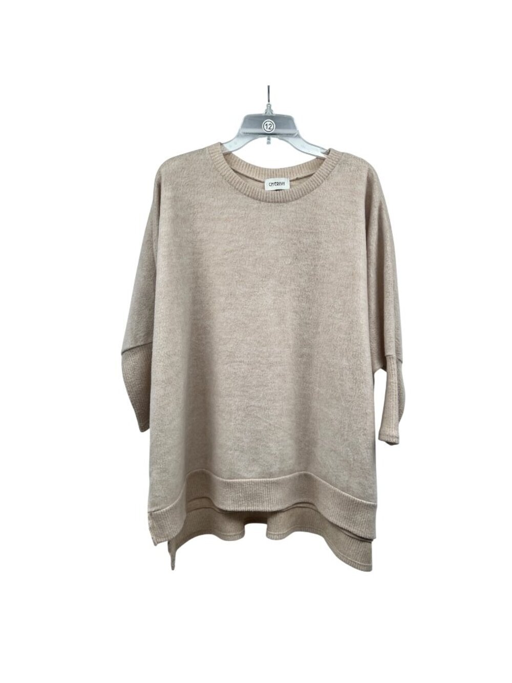 Cherish Womens Soft Sweatshirt Dolman Sleeve Beige Size Medium